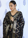 Banarasee Salwar Kameez Semi Katan Silk Fabric With Dupatta-Black