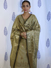 Banarasee Salwar Kameez Semi Katan Silk Fabric With Dupatta-Dusty sage Green
