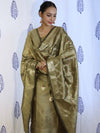 Banarasee Salwar Kameez Semi Katan Silk Fabric With Dupatta-Dusty sage Green