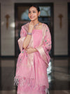 Banarasee Embroidered Linen Cotton Salwar Kameez Fabric With Dupatta Set-Light Pink