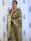 Banarasee Salwar Kameez Semi Katan Silk Fabric With Dupatta-Dusty sage Green