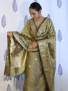 Banarasee Salwar Kameez Semi Katan Silk Fabric With Dupatta-Dusty sage Green