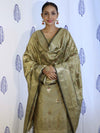 Banarasee Salwar Kameez Semi Katan Silk Fabric With Dupatta-Dusty sage Green