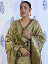 Banarasee Salwar Kameez Semi Katan Silk Fabric With Dupatta-Dusty sage Green