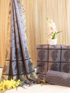 Handloom Block Printed Khadi Cotton Salwar Kameez With Dupatta Set-Grey