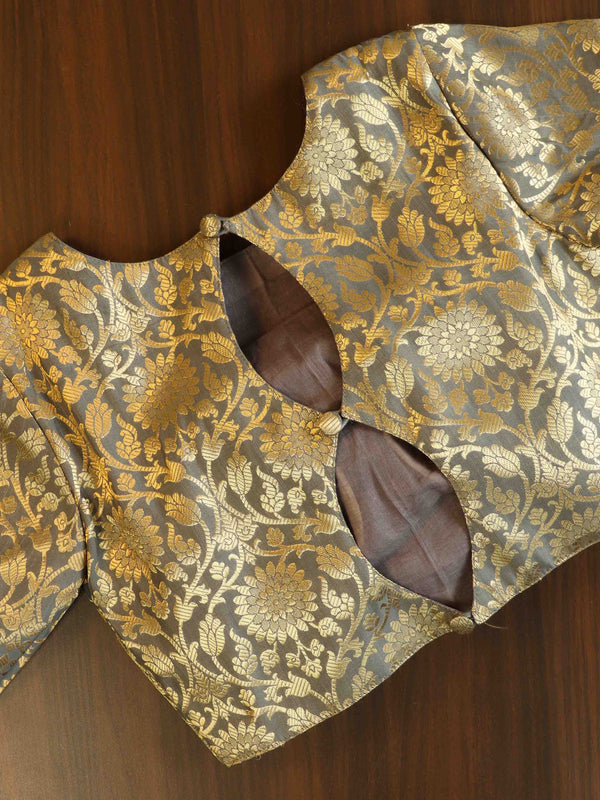 Banarasee Art Silk Fabric Blouse-Grey
