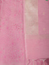 Banarasee Embroidered Linen Cotton Salwar Kameez Fabric With Dupatta Set-Light Pink