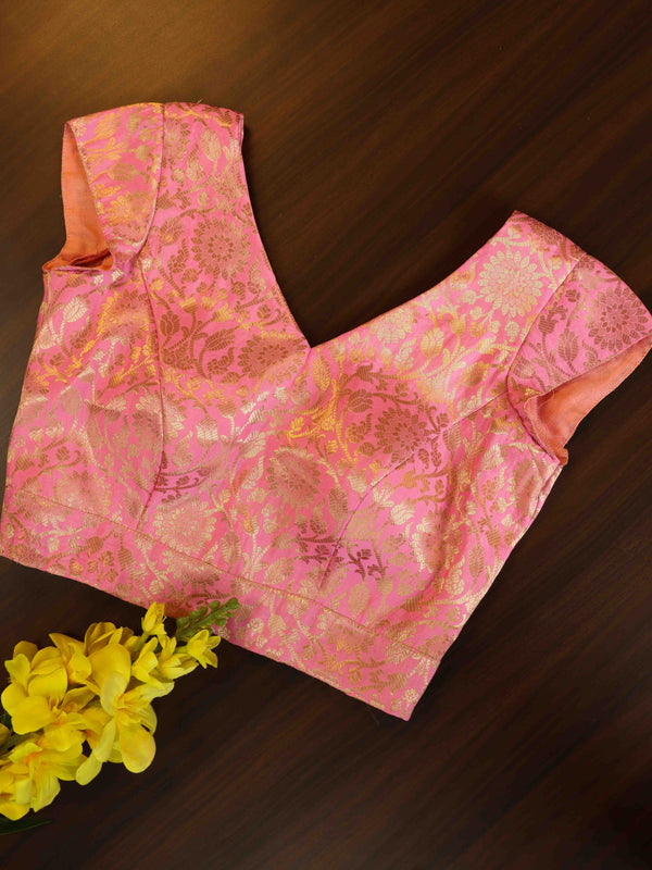 Banarasee Art Silk Fabric Blouse-Pink