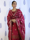 Banarasee Salwar Kameez Semi Katan Silk Fabric With Dupatta-Magenta