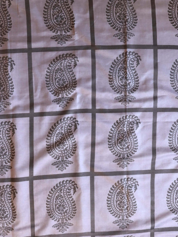 Handloom Block Printed Khadi Cotton Salwar Kameez With Dupatta Set-Grey