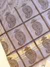 Handloom Block Printed Khadi Cotton Salwar Kameez With Dupatta Set-Grey