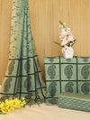 Handloom Block Printed Khadi Cotton Salwar Kameez With Dupatta Set-Mint Green