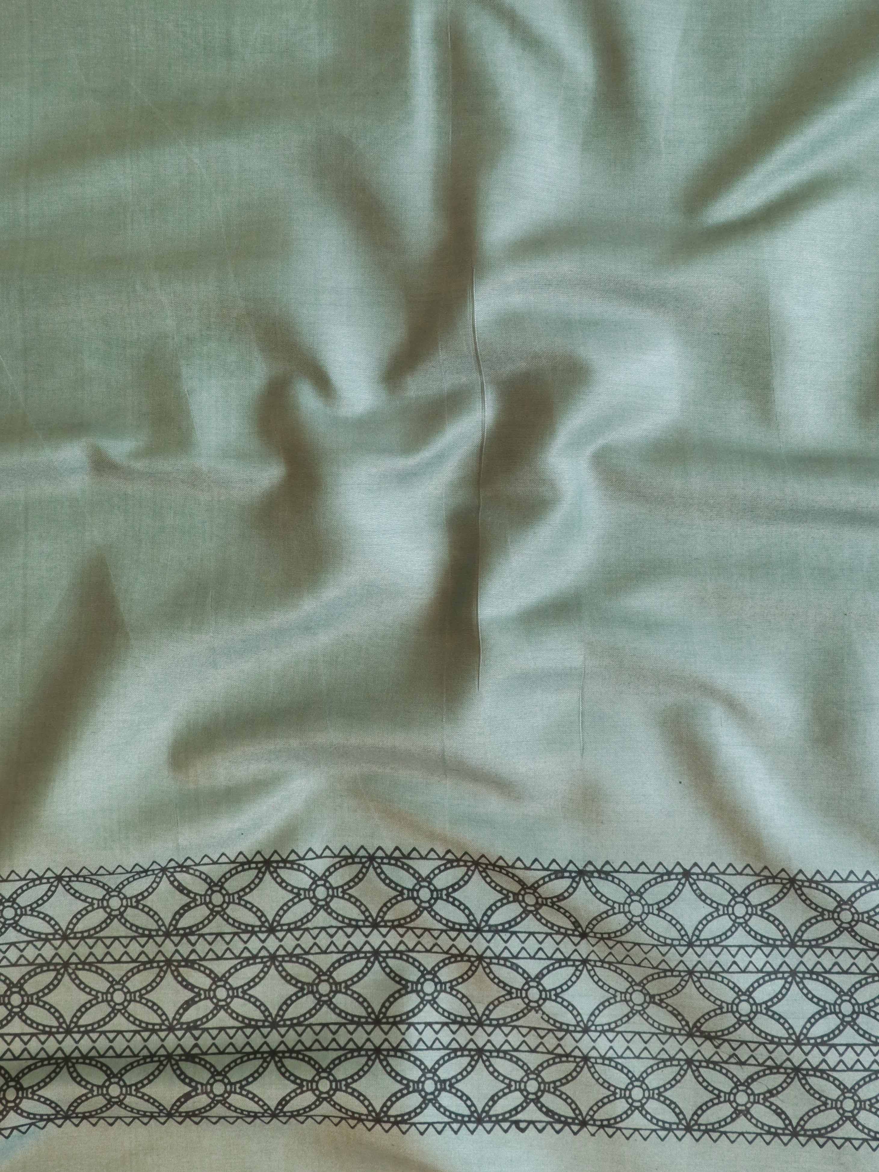 Handloom Block Printed Khadi Cotton Salwar Kameez With Dupatta Set-Mint Green