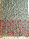 Handloom Block Printed Khadi Cotton Salwar Kameez With Dupatta Set-Mint Green & Red