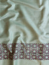 Handloom Block Printed Khadi Cotton Salwar Kameez With Dupatta Set-Mint Green & Red