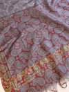 Handloom Block Printed Khadi Cotton Salwar Kameez With Dupatta Set-Grey & Red