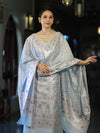 Banarasee Cotton Silk Zari Work Salwar Kameez Fabric With Dupatta Set-Powder Blue