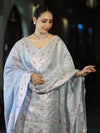 Banarasee Cotton Silk Zari Work Salwar Kameez Fabric With Dupatta Set-Powder Blue