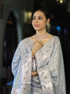 Banarasee Cotton Silk Zari Work Salwar Kameez Fabric With Dupatta Set-Powder Blue