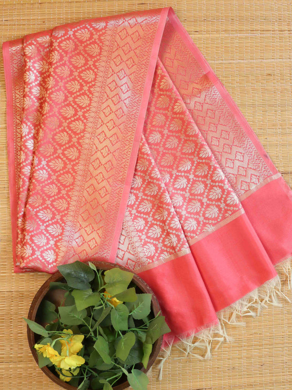 Banarasee Art Silk Jaal Design Dupatta-Pink