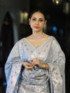 Banarasee Cotton Silk Zari Work Salwar Kameez Fabric With Dupatta Set-Powder Blue
