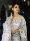 Banarasee Cotton Silk Zari Work Salwar Kameez Fabric With Dupatta Set-Powder Blue