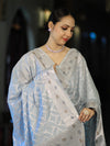 Banarasee Cotton Silk Zari Work Salwar Kameez Fabric With Dupatta Set-Powder Blue