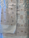 Banarasee Cotton Silk Zari Work Salwar Kameez Fabric With Dupatta Set-Powder Blue