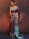 Banarasee Cotton Silk Saree Zari Buta Design & Contrast Border-Violet