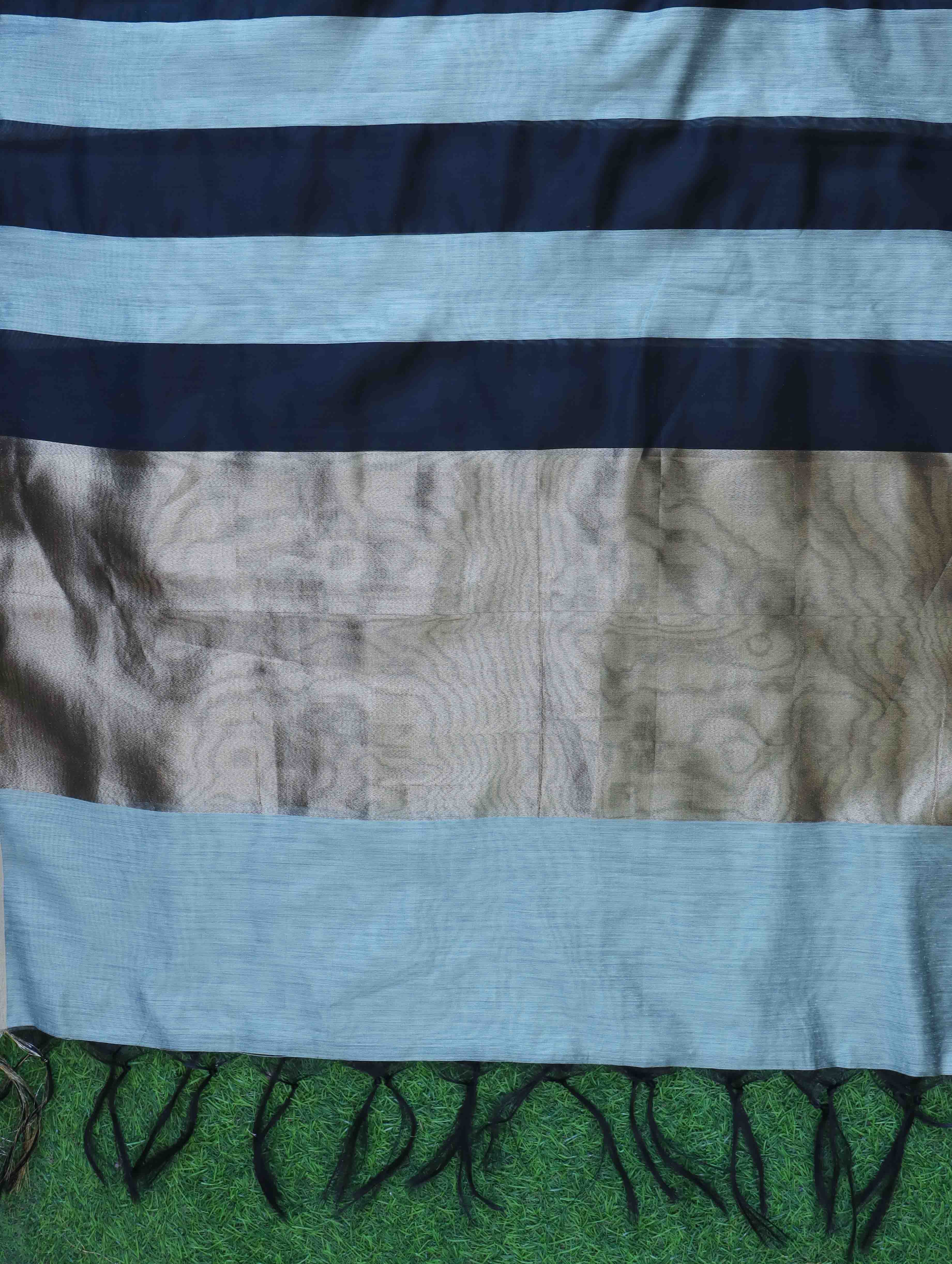 Banarasee Cotton Silk Stripe Pattern Salwar Kameez Fabric With Dupatta Set-Light Blue