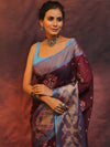 Banarasee Cotton Silk Saree Zari Buta Design & Contrast Border-Violet
