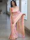 Banarasee Faux Georgette Saree With Gold Zari & Resham Jaal Work-Pink