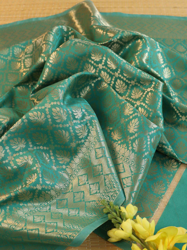 Banarasee Art Silk Jaal Design Dupatta-Green