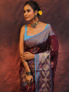 Banarasee Cotton Silk Saree Zari Buta Design & Contrast Border-Violet