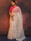Banarasee Organza Saree With Zari Jaal Design-White
