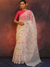 Banarasee Organza Saree With Zari Jaal Design-White