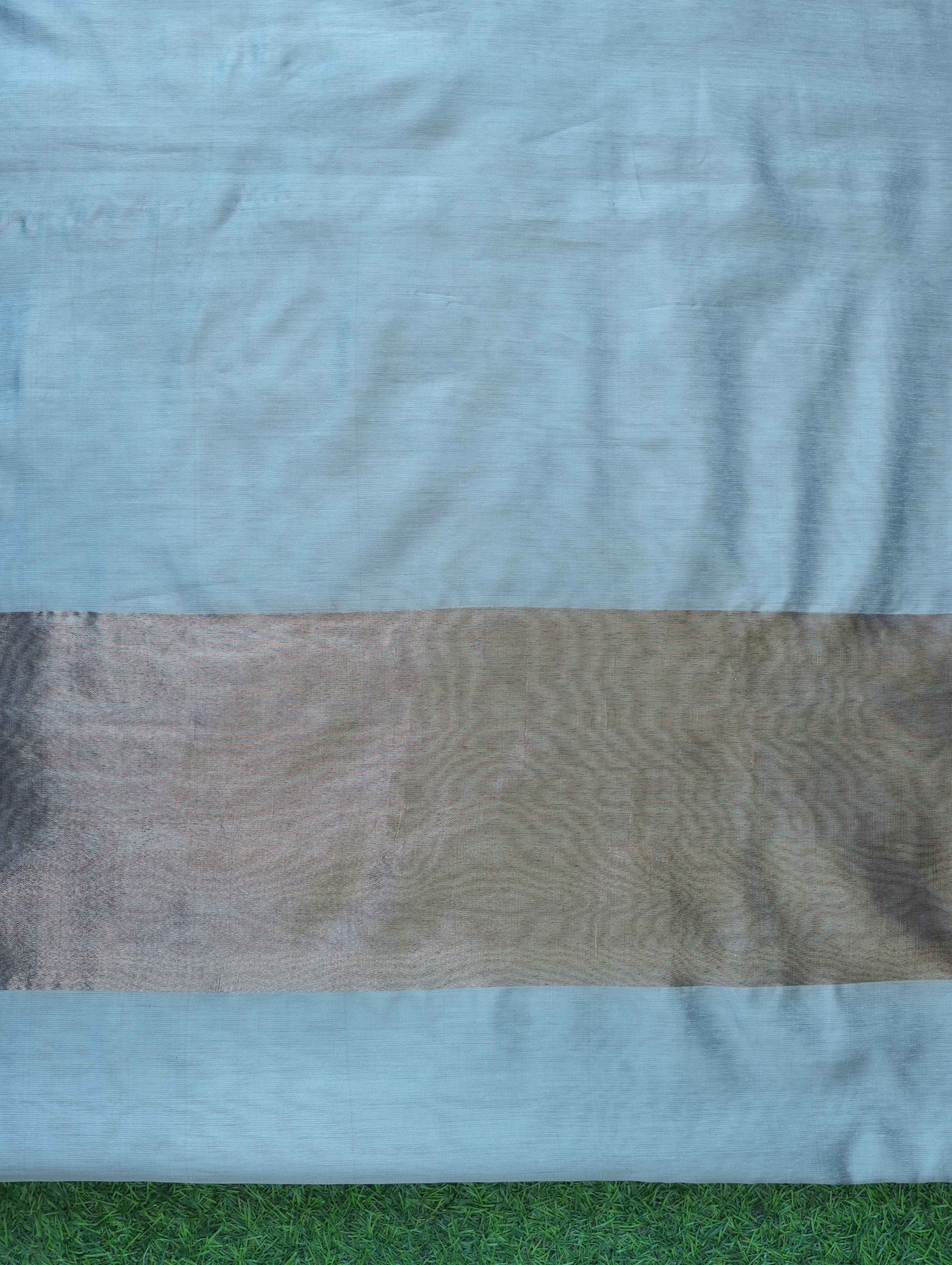 Banarasee Cotton Silk Stripe Pattern Salwar Kameez Fabric With Dupatta Set-Light Blue
