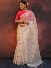 Banarasee Organza Saree With Zari Jaal Design-White