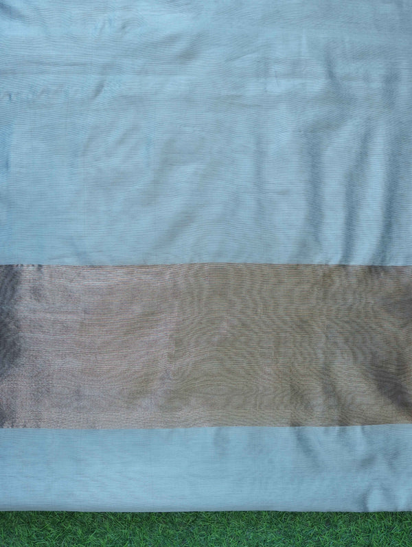 Banarasee Cotton Silk Stripe Pattern Salwar Kameez Fabric With Dupatta Set-Light Blue