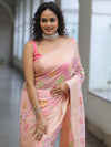 Banarasee Faux Georgette Saree With Gold Zari & Resham Jaal Work-Pink