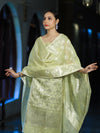 Banarasee Cotton Silk Kota Check Zari Work Salwar Kameez Fabric With Dupatta Set-Light Yellow