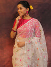 Banarasee Organza Saree With Zari Jaal Design-White