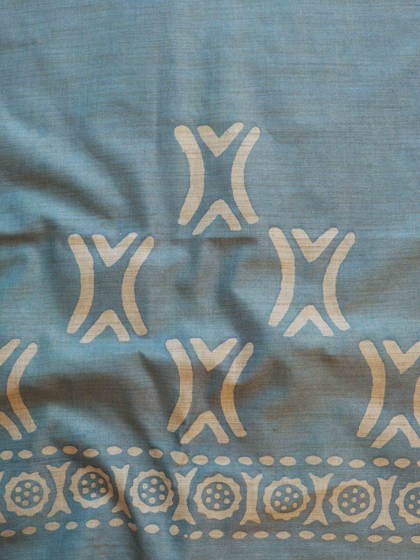 Handloom Khadi Cotton Hand-Dyed Batik Pattern Salwar Kameez Dupatta Set-Plum & Blue