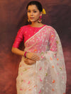 Banarasee Organza Saree With Zari Jaal Design-White