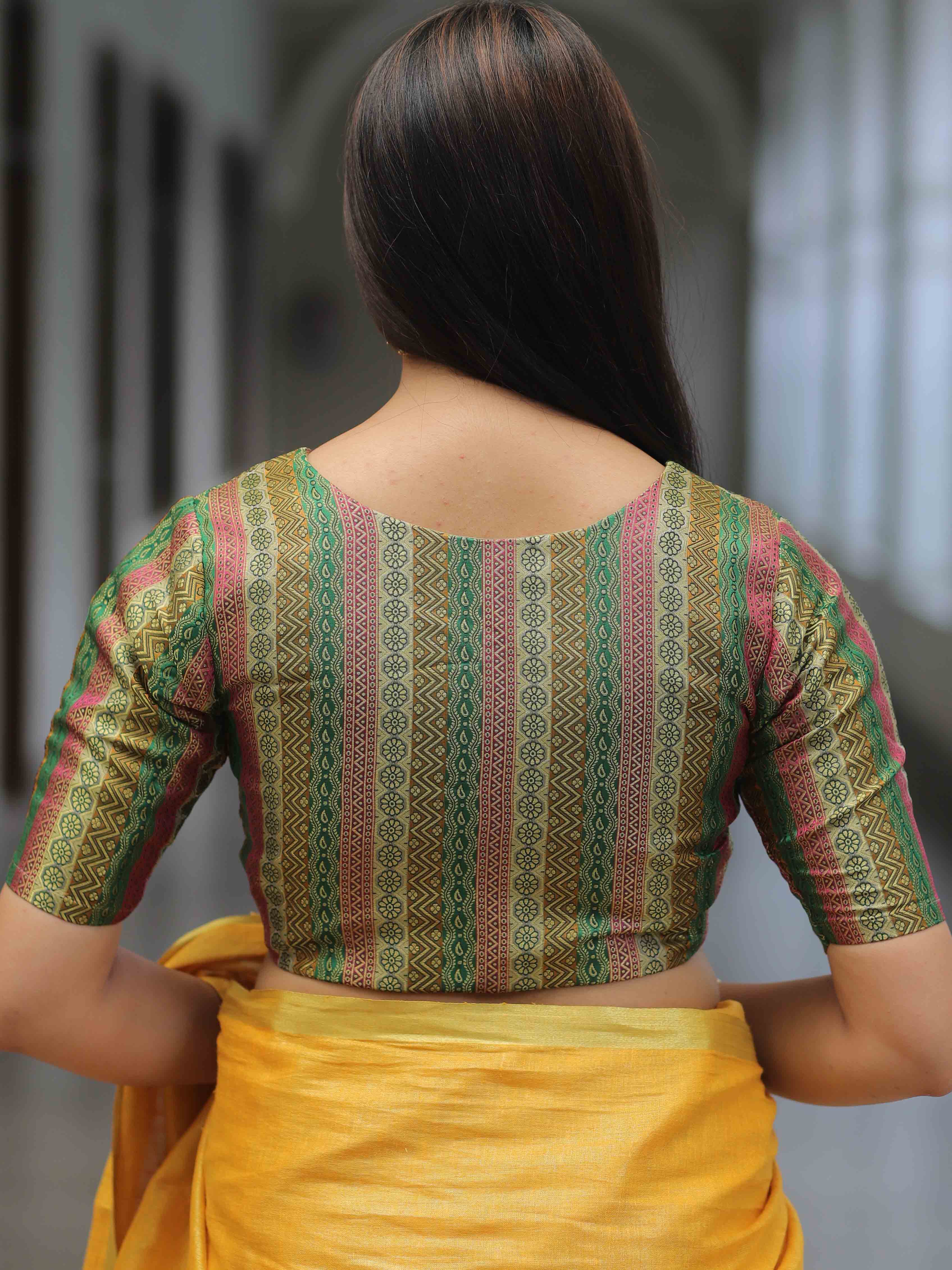 Banarasee Silk Brocade Fabric Blouse-Multicolor