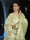 Banarasee Cotton Silk Kota Check Zari Work Salwar Kameez Fabric With Dupatta Set-Light Yellow