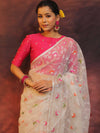 Banarasee Organza Saree With Zari Jaal Design-White