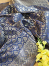Banarasee Art Silk Jaal Design Dupatta-Dark Grey Blue