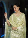 Banarasee Cotton Silk Kota Check Zari Work Salwar Kameez Fabric With Dupatta Set-Light Yellow