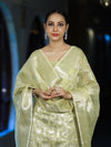 Banarasee Cotton Silk Kota Check Zari Work Salwar Kameez Fabric With Dupatta Set-Light Yellow